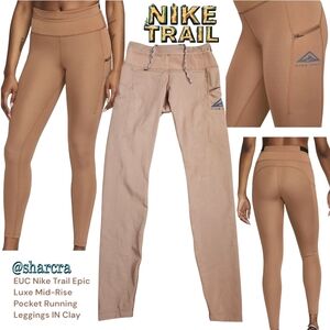 Nike Women's Epic Luxe Pocket Trail Running Hiking Leggings In Clay S